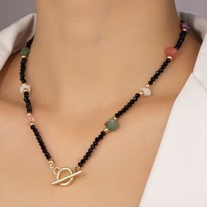 Elegant Black and Gold Beaded Necklace